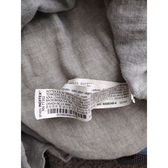 Zara Basic Gray  Taupe Embroidered Smocked Boho Blouse Bell Sleeve Style Sz Sm - Picture 10 of 10